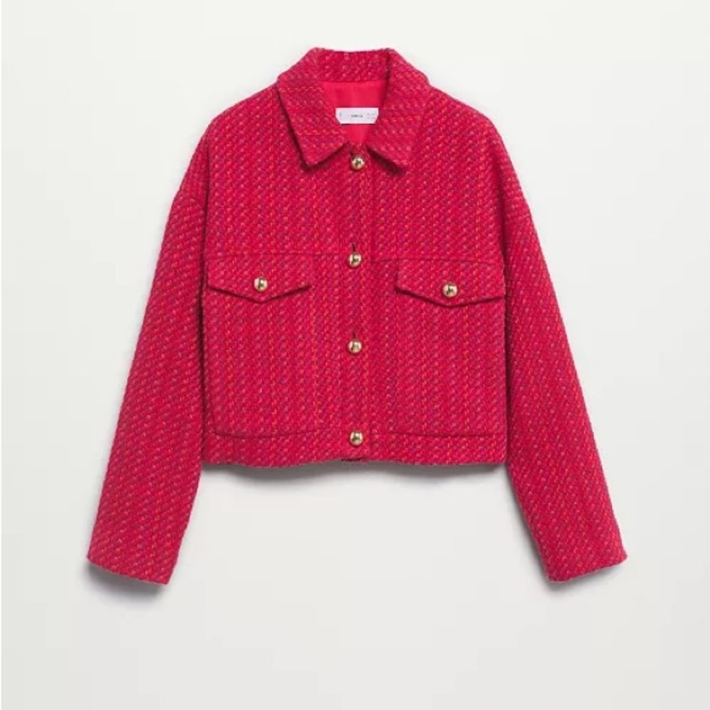 Mango Red Textured Jacket - Picture 3 of 10
